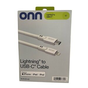 Onn Lightning to USB-C 10' Cable NEW